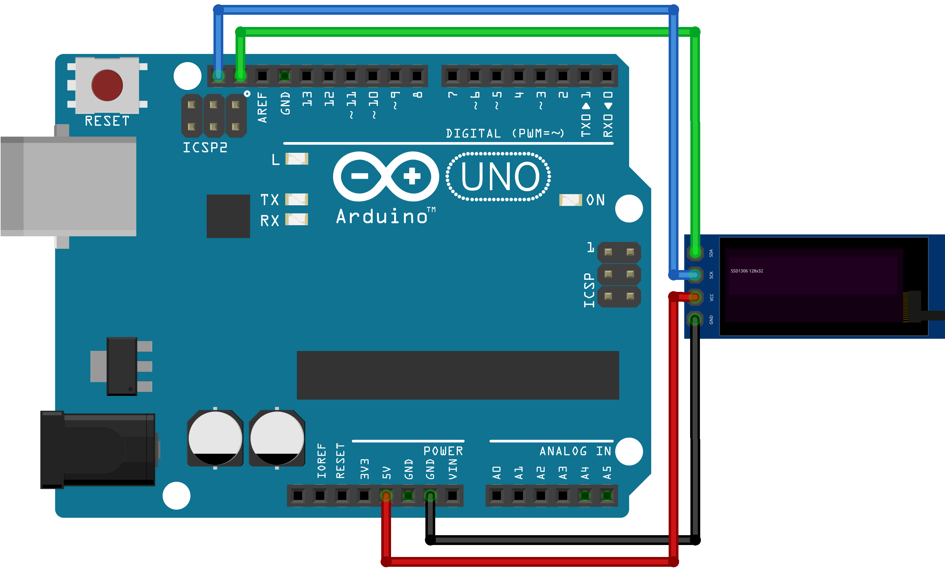 ssd1306 128x32 Connectivity Fritzing